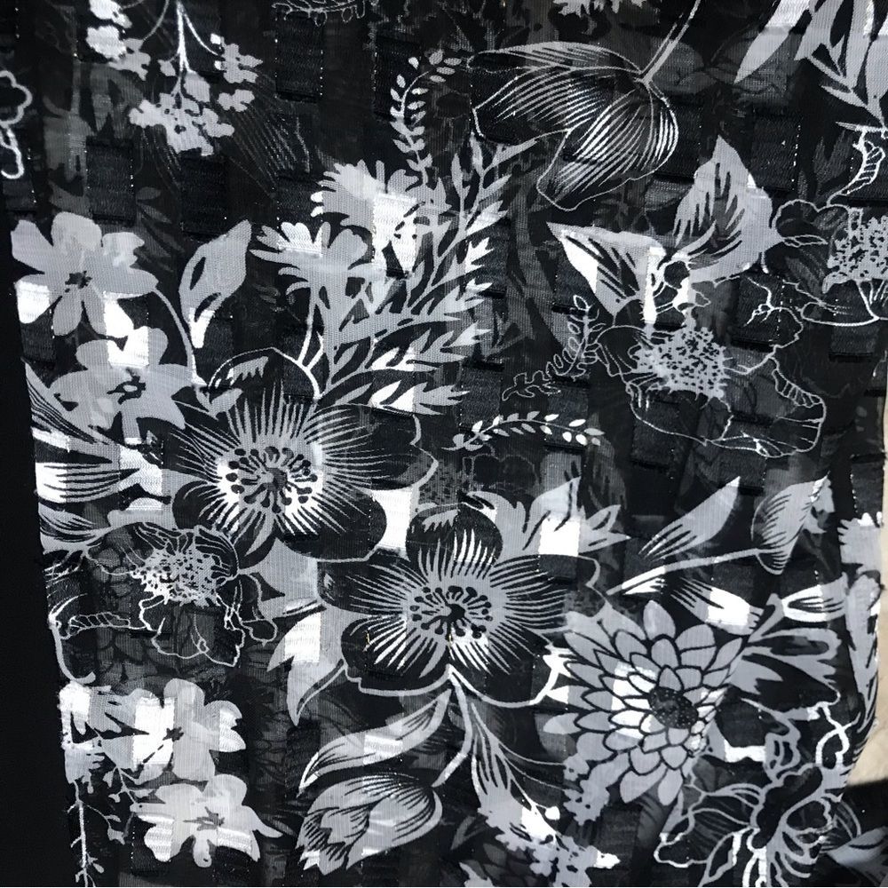 Vintage Bon Worth Black and White Floral Print Kimono Sleeve Cardigan Size Large - Picture 2 of 5